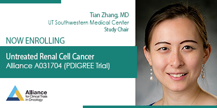 Tian Zhang: Thanks Alliance for Clinical Trials in Oncology for supporting — PDIGREE is the only phase 3 metastatic kidney cancer trial w/ supplied immunotherapies currently enrolling!