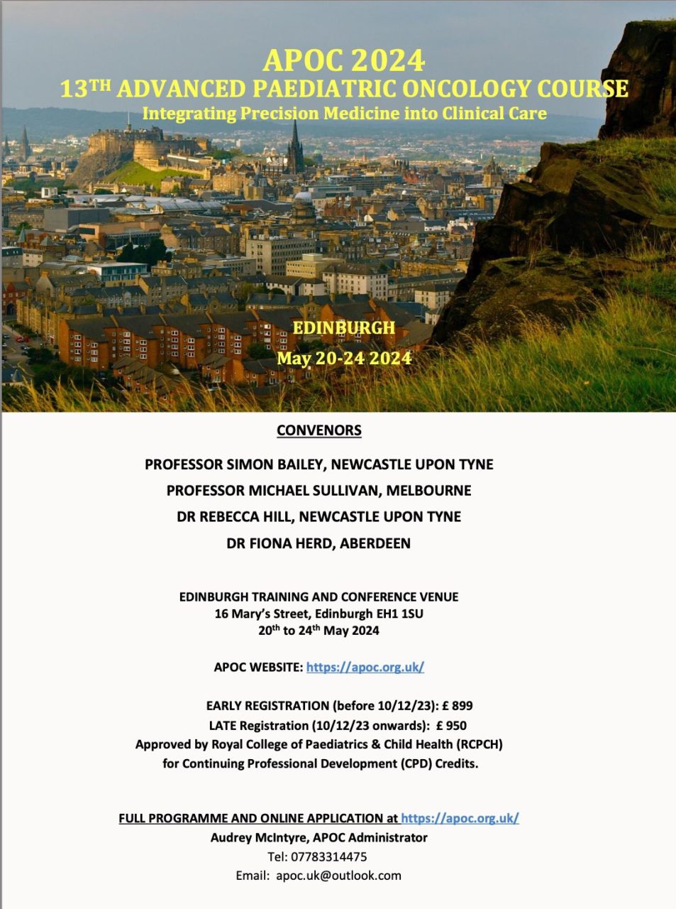 Michael Sullivan: Advanced Paediatric Oncology Course (APOC), Edinburgh May 2024