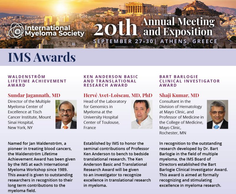 Myeloma Society: Join us on Thursday, September 28 at 9:00 am during International Myeloma Society 2023 for the award ceremony