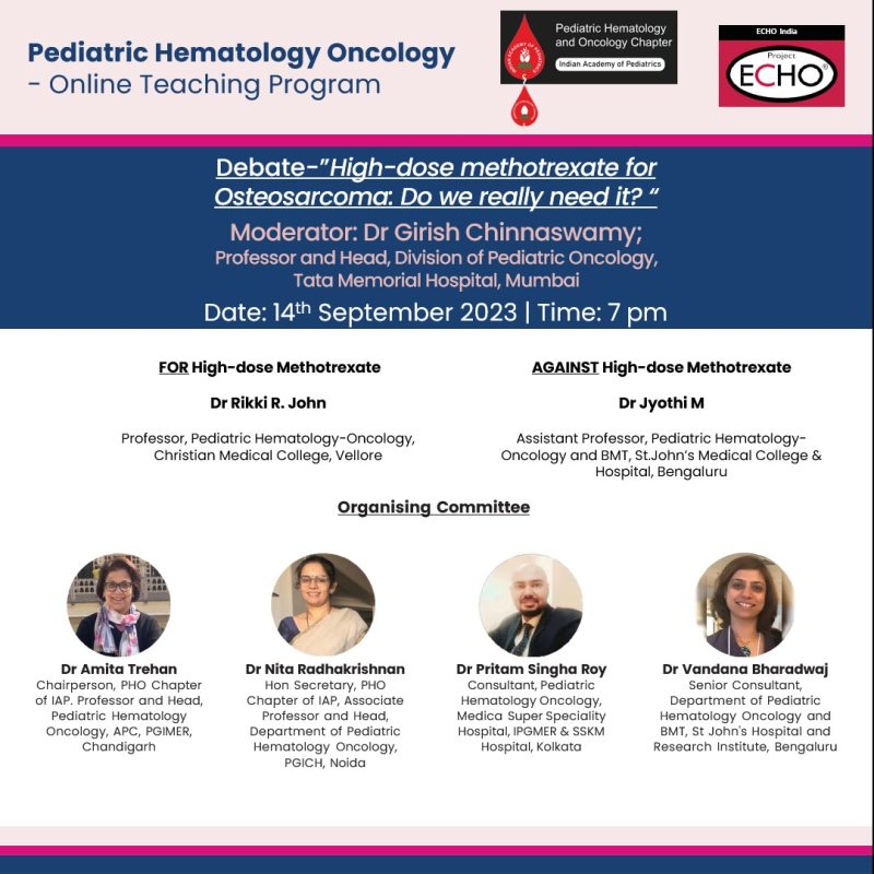 Pritam Singha Roy: If high-dose methotrexate is unavoidable in curing osteosarcoma is an ever-lasting debate
