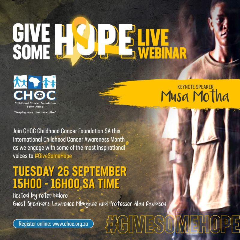 Be part of this inspiring live webinar organized by the CHOC Childhood Cancer Foundation SA – Childhood Cancer International