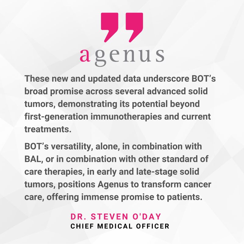Agenus is proud to unveil the latest research from our investigational botensilimab programs – Agenus