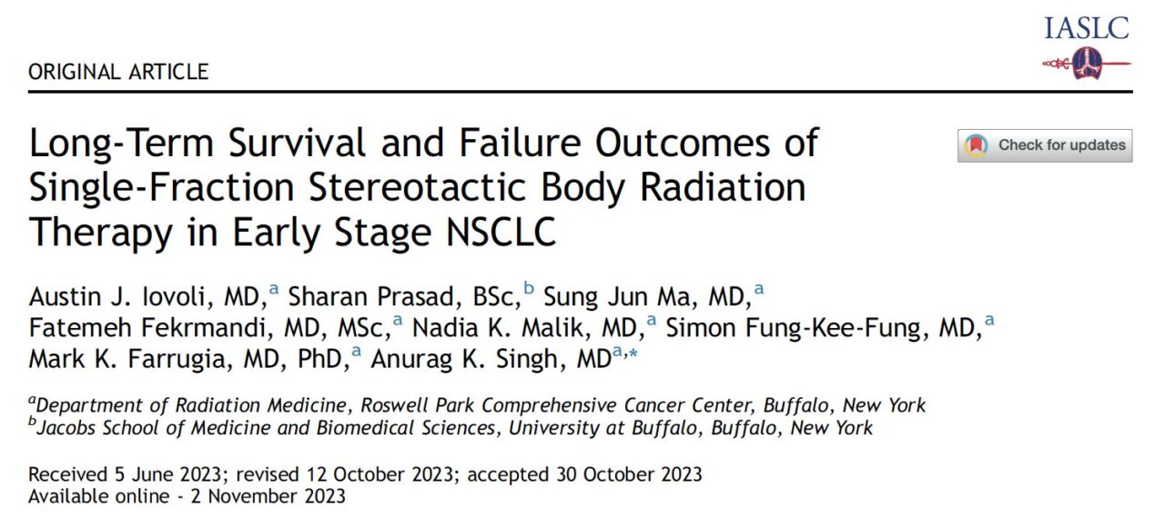 Drew Moghanaki: Roswell Park’s 13-year experience with single-fraction lung Stereotactic body radiation therapy (SBRT) 