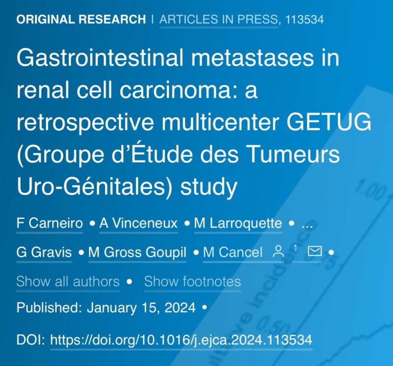Erman Akkus: GIMs should be suspected in case of anemia or GI bleeding in patient with a history of RCC