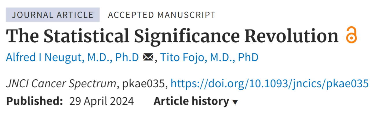 Nina Niu Sanford: Great read where authors argue for less reliance on 0.05 p-value binary cutoff