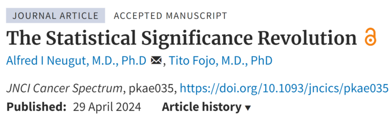 Nina Niu Sanford: Great read where authors argue for less reliance on 0.05 p-value binary cutoff