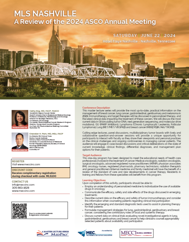 Cathy Eng: Join me and Chandler Park to discuss updates in cancer in Nashville