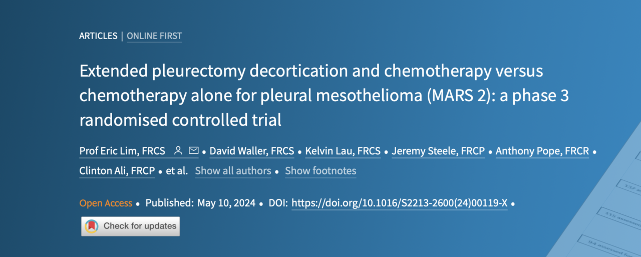 John Edwards: Lots of debate about the MARS2 RCT of mesothelioma surgery since Eric Lim’s presentation at IASLC