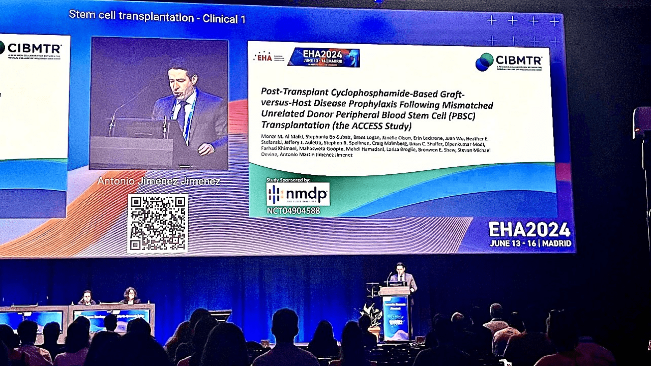 Dr. Antonio Jimenez Jimenez presented the ACCESS trial at the EHA 2024 – Sylvester Comprehensive Cancer Center