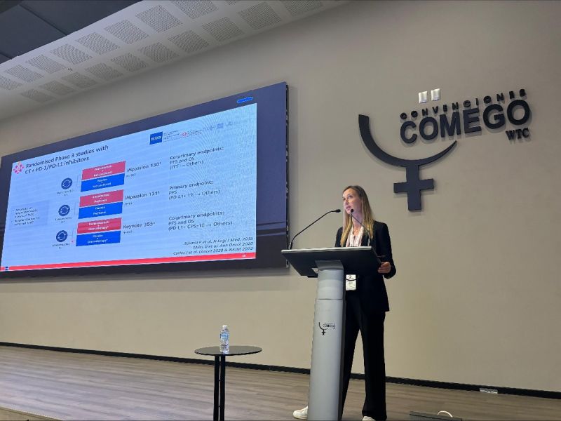 Elisa Agostinetto talks about immunotherapy at the International Breast Pathology Course in Mexico City