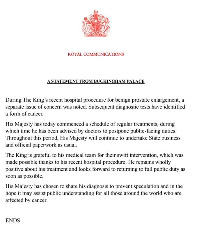 King Charles III hospitalized