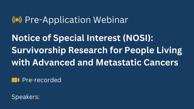 Notice of Special Interest Survivorship Research Program from NCI Division of Cancer Control and Population Sciences