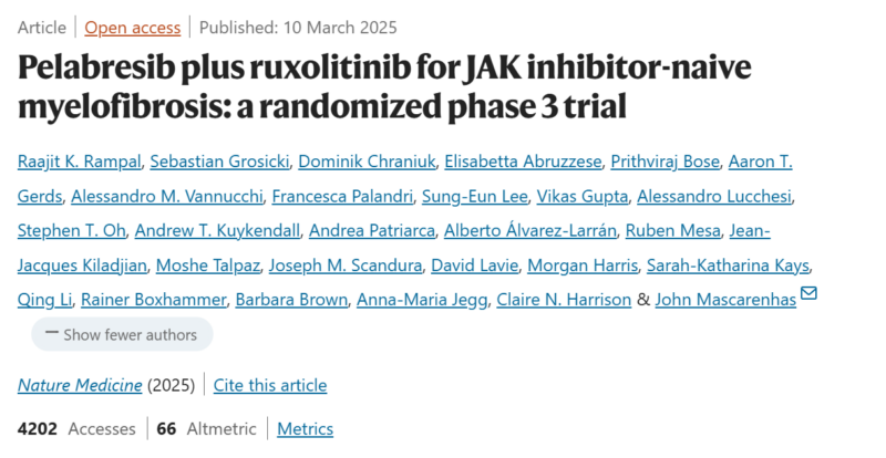 Pelabresib plus ruxolitinib