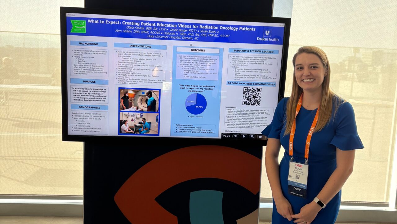 Duke Radiation Oncology – Olivia Franek presenting radiation oncology patient education videos project at ONS Congress