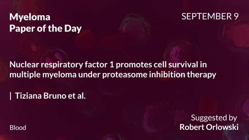 Myeloma Paper of the Day, September 9th, Suggested by Robert Orlowski