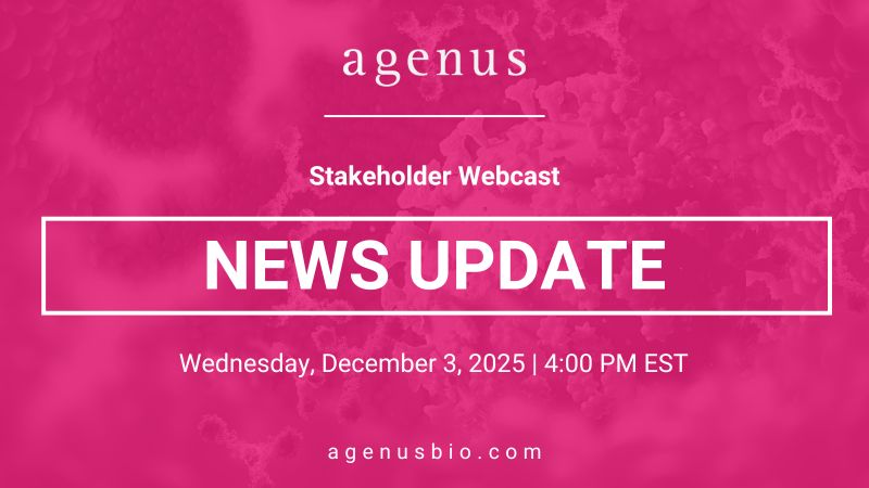 Agenus Announces Stakeholder Webcast on MSS CRC and BATTMAN Study