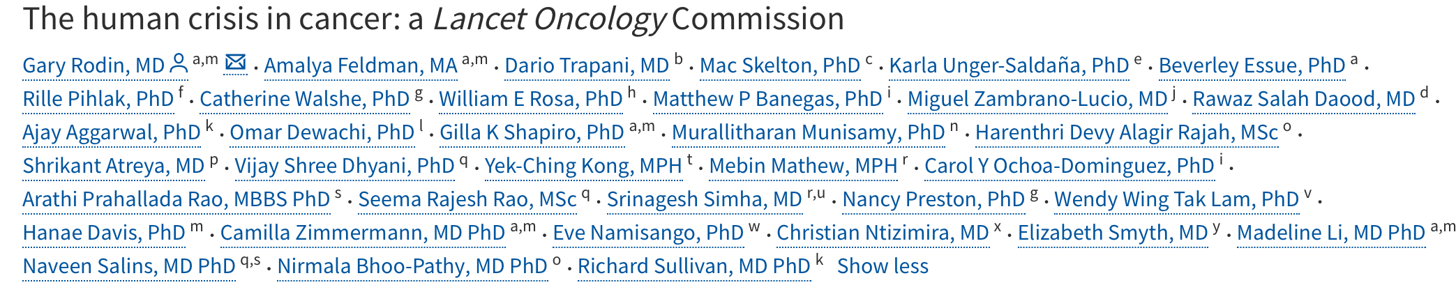 Lancet Oncology Commission