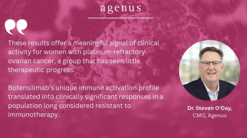 New Data Published in JITC Show BOT+BAL Deliver Durable Responses in Platinum-Refractory Ovarian Cancer – Agenus